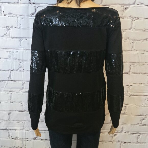 VIVIENNE TAM, Long sleeve black striped sequin top - Picture 8 of 11